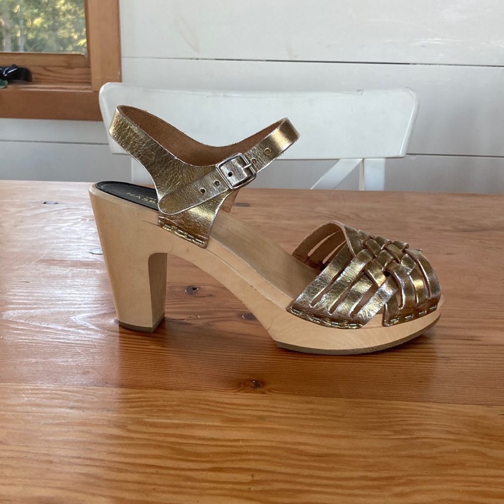 Swedish Hasbeens Braided Dalsland Metallic Gold 37